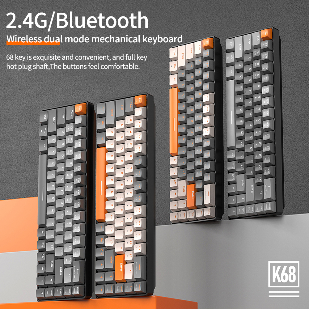 Gaming Keyboard Blue Switches - 65% Wireless Mechanical Keyboard Bluetooth Dual