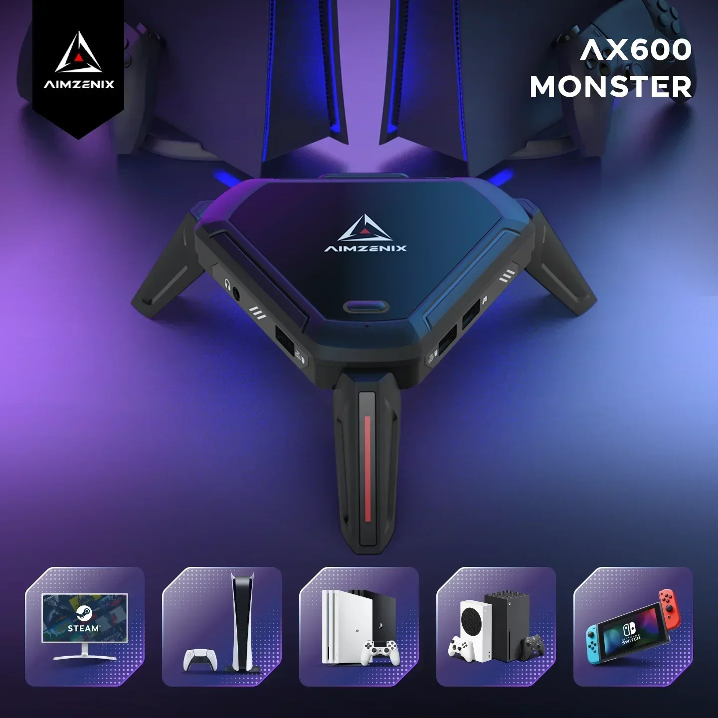 Gaming Keyboard And Mouse For Xbox - AIMZENIX AX600 MONSTER Pro Keyboard &