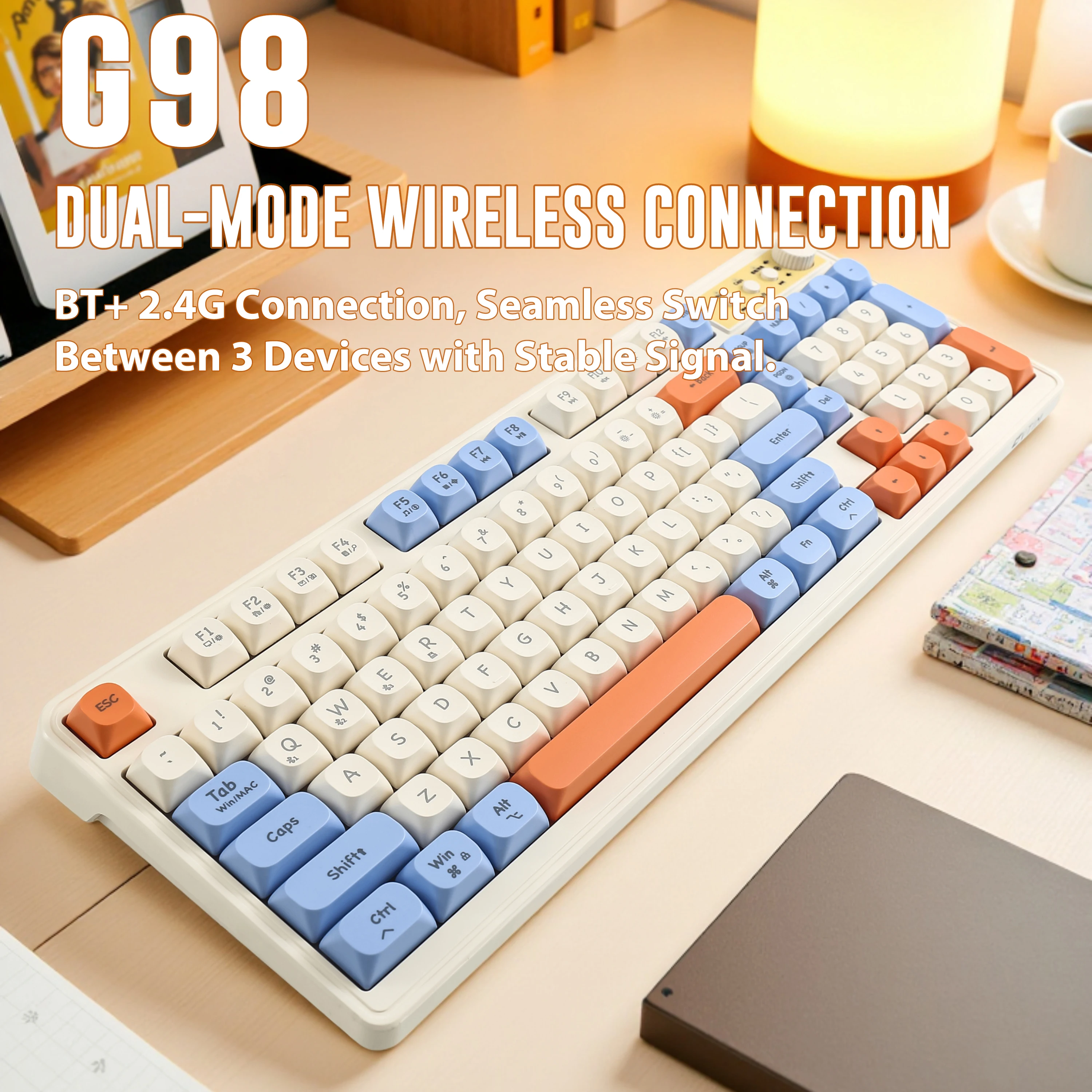 Retro Macaron Dual-Mode Keyboa - مراجعة Gaming Keyboard Blue Switches وسعره
