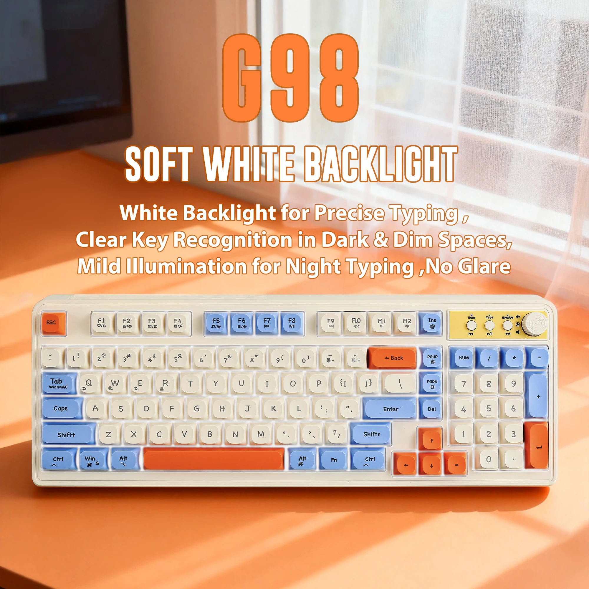 Retro Macaron Dual-Mode Keyboa - مراجعة Gaming Keyboard Blue Switches وسعره