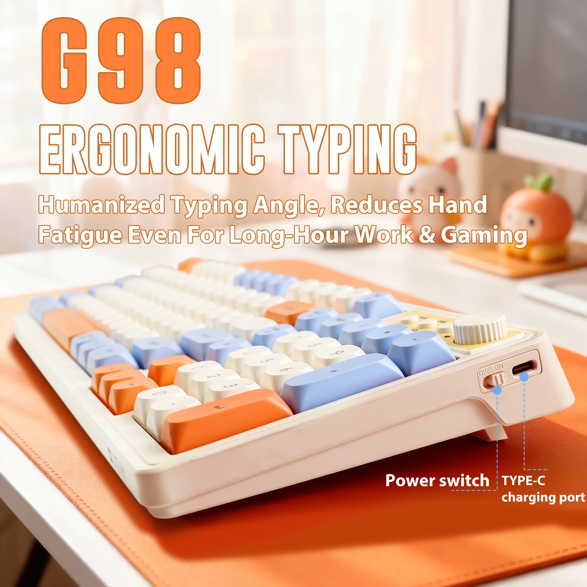 Retro Macaron Dual-Mode Keyboa - مراجعة Gaming Keyboard Blue Switches وسعره