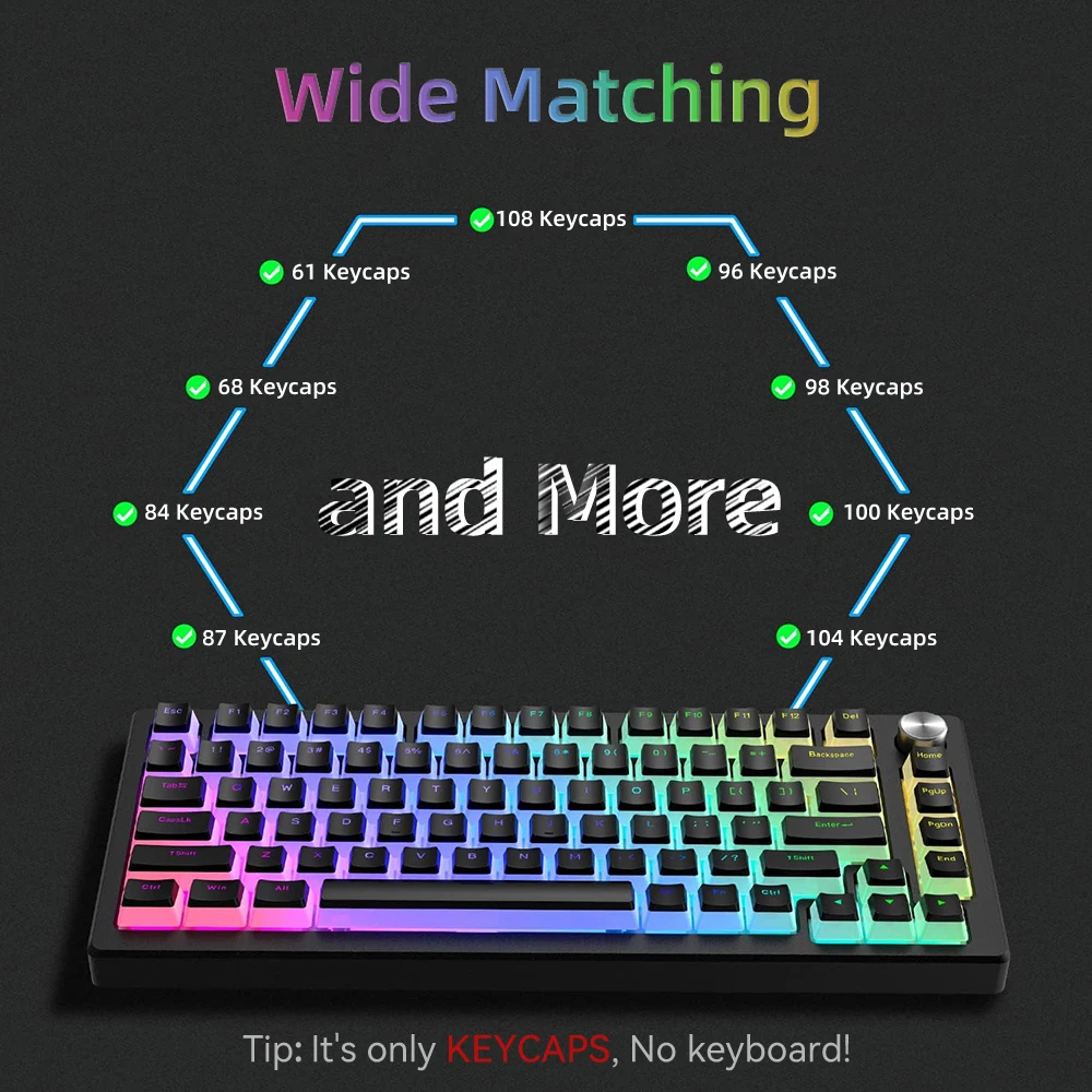 New Pudding PBT Keycaps 129 Ke - مراجعة Gaming Keyboard Blue Switches وسعره