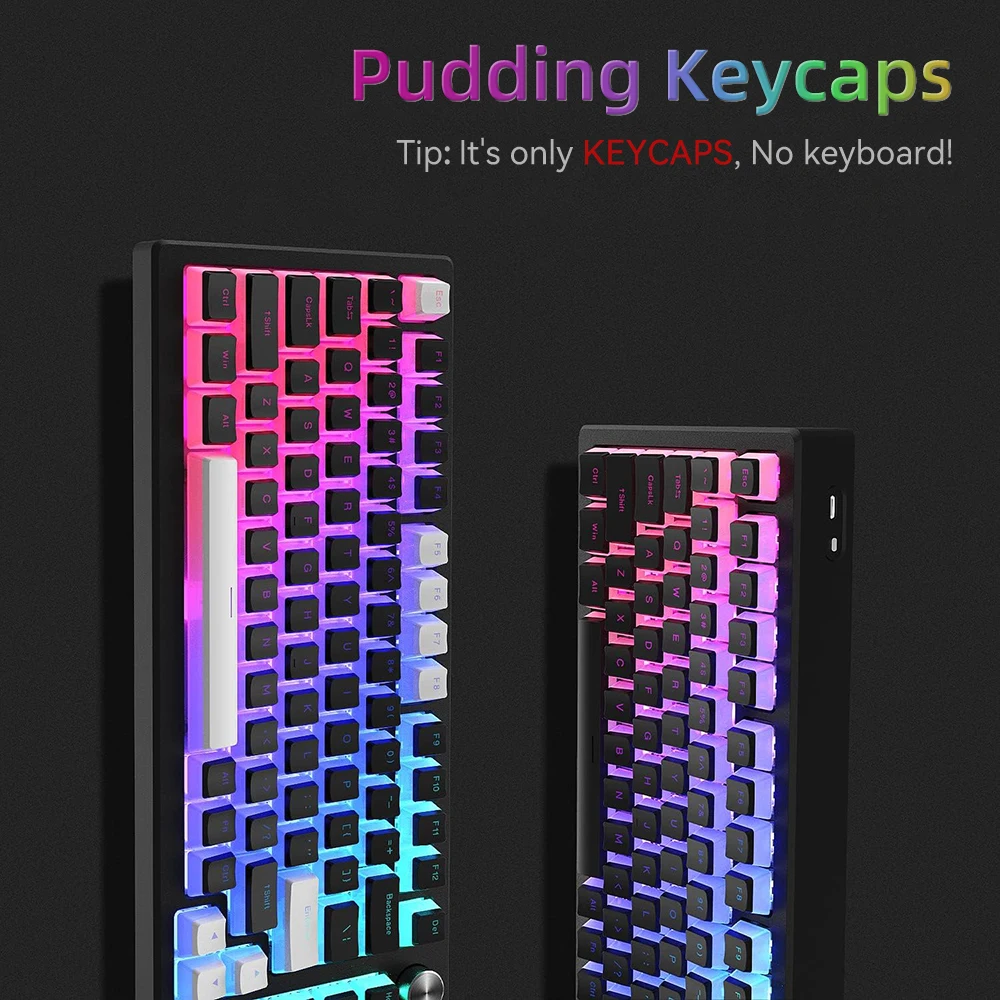 New Pudding PBT Keycaps 129 Ke - مراجعة Gaming Keyboard Blue Switches وسعره