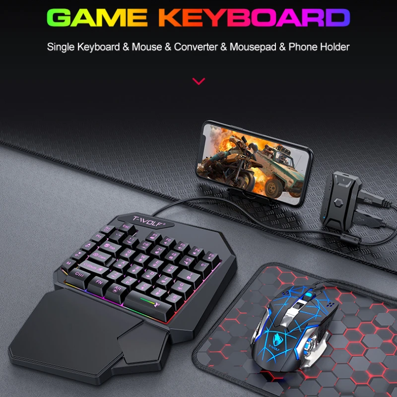 T-WOLF TF900 One Handed Keyboa - مراجعة Gaming Keyboard Mobile وسعره