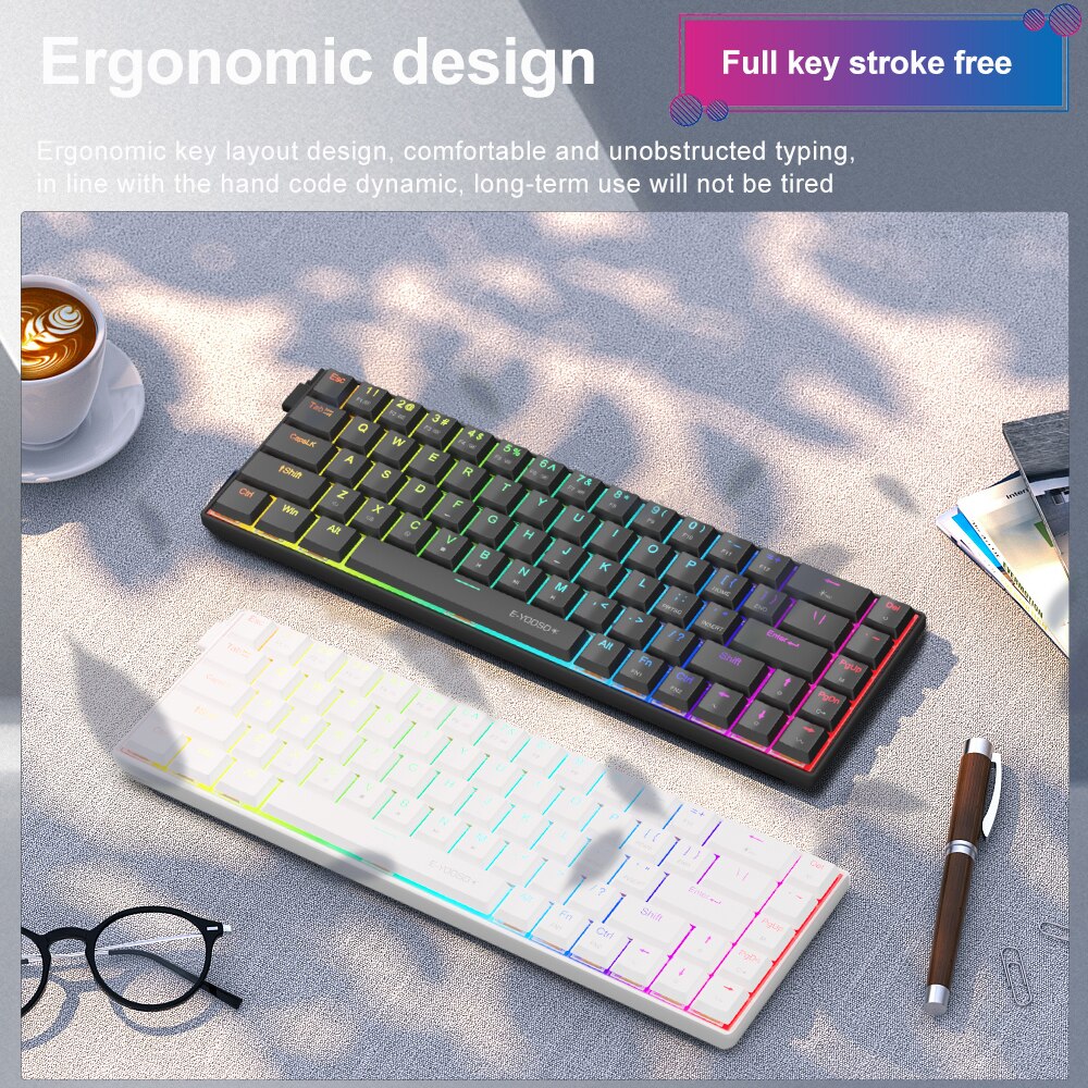 E-YOOSO A68 RGB Mini Slim USB  - مراجعة Gaming Keyboard Mobile وسعره