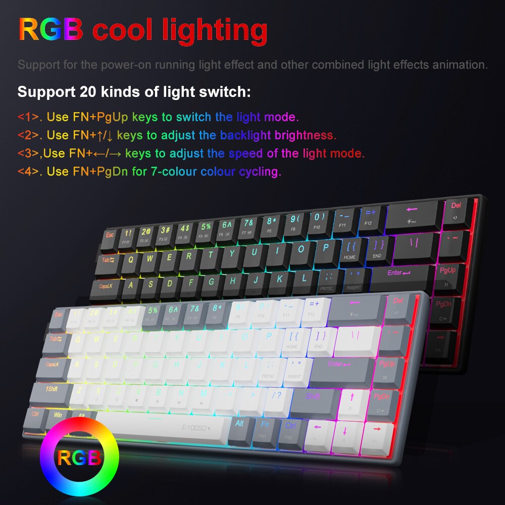 E-YOOSO A68 RGB Mini Slim USB  - مراجعة Gaming Keyboard Mobile وسعره