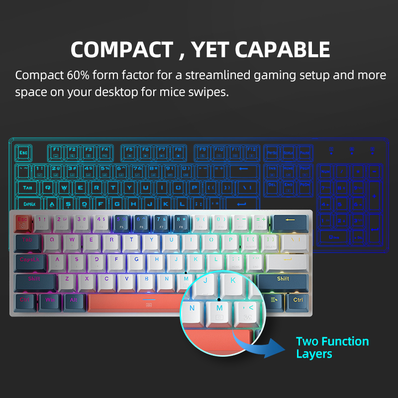 K500-B61 Machenike Mini Mechan - مراجعة Gaming Keyboard Blue Switches وسعره