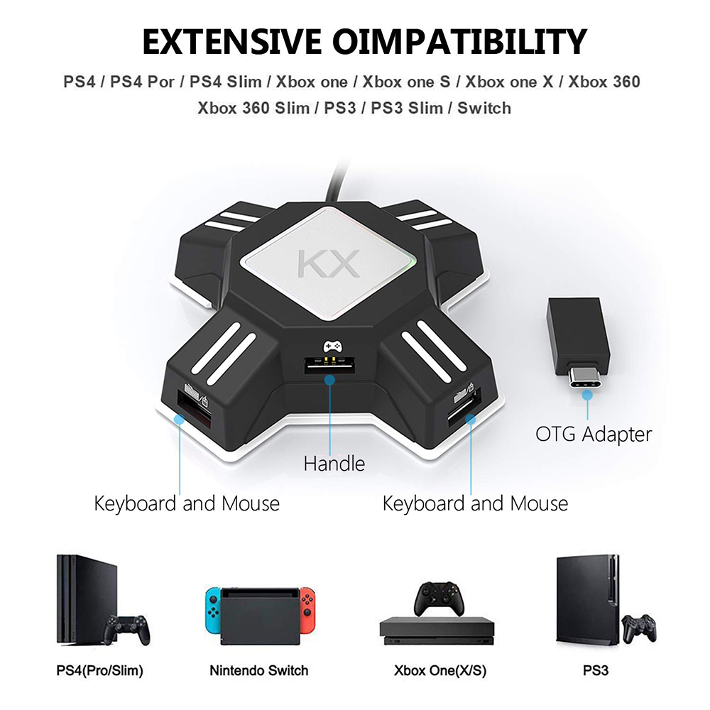 KX Adapter For PS4 Controller  - مراجعة Gaming Keyboard And Mouse For Xbox وسعره