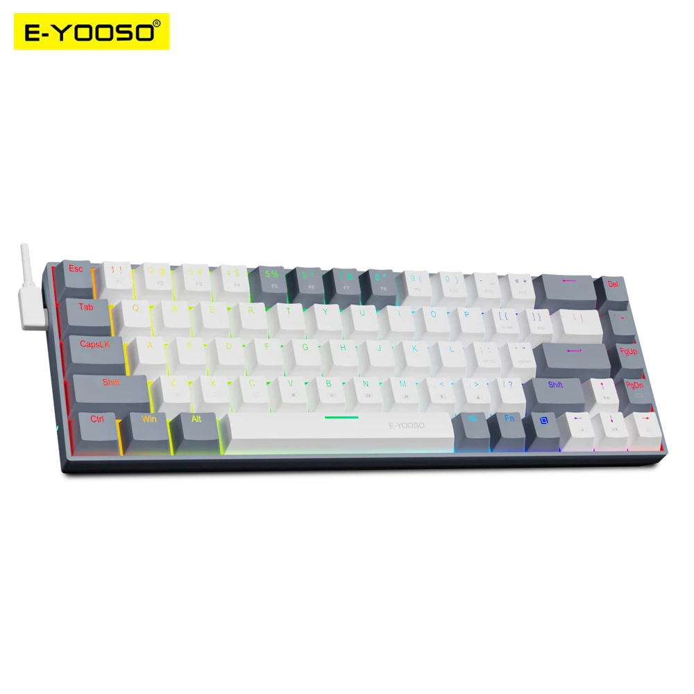 E-YOOSO Z686 RGB USB 60% Mini  - مراجعة Gaming Keyboard Blue Switches وسعره