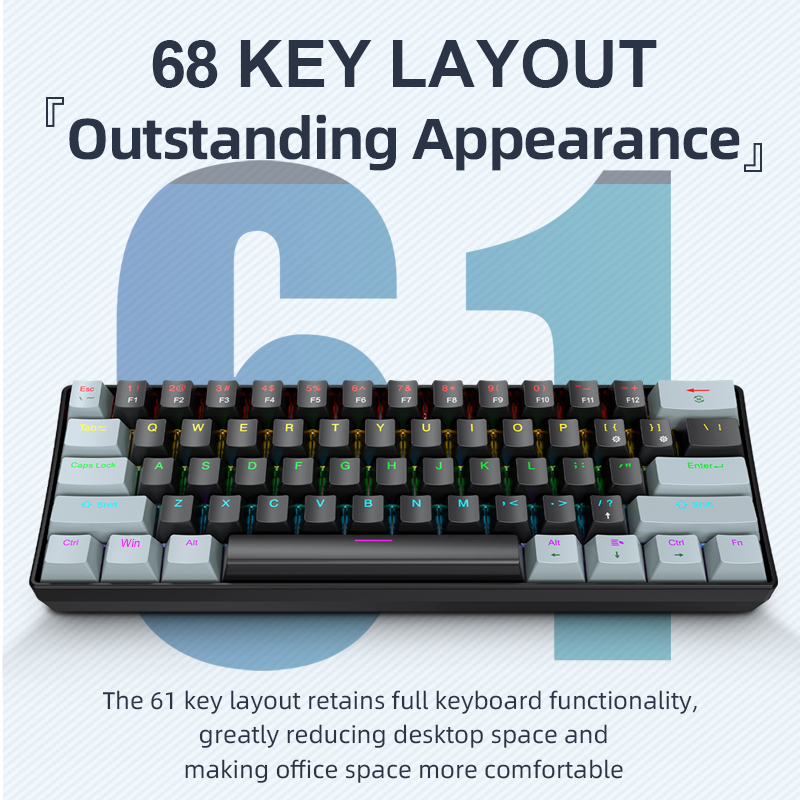 APAYADO K61 Mini Mechanical Ke - مراجعة Gaming Keyboard Blue Switches وسعره