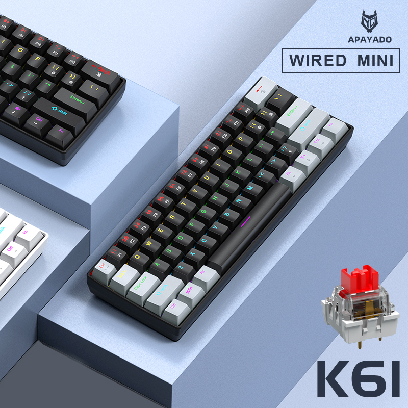 APAYADO K61 Mini Mechanical Ke - مراجعة Gaming Keyboard Blue Switches وسعره