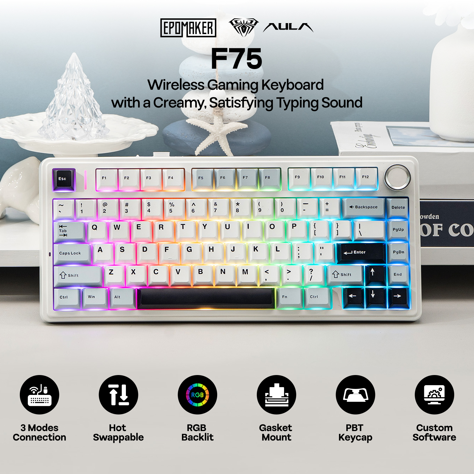 EPOMAKER x AULA F75 75% ANSI H - مراجعة Gaming Keyboard Tkl وسعره