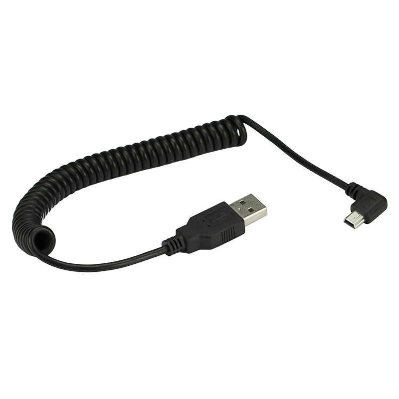 Spring Coiled  Mini USB 5Pin   - مراجعة Coiled Usb Cable وسعره