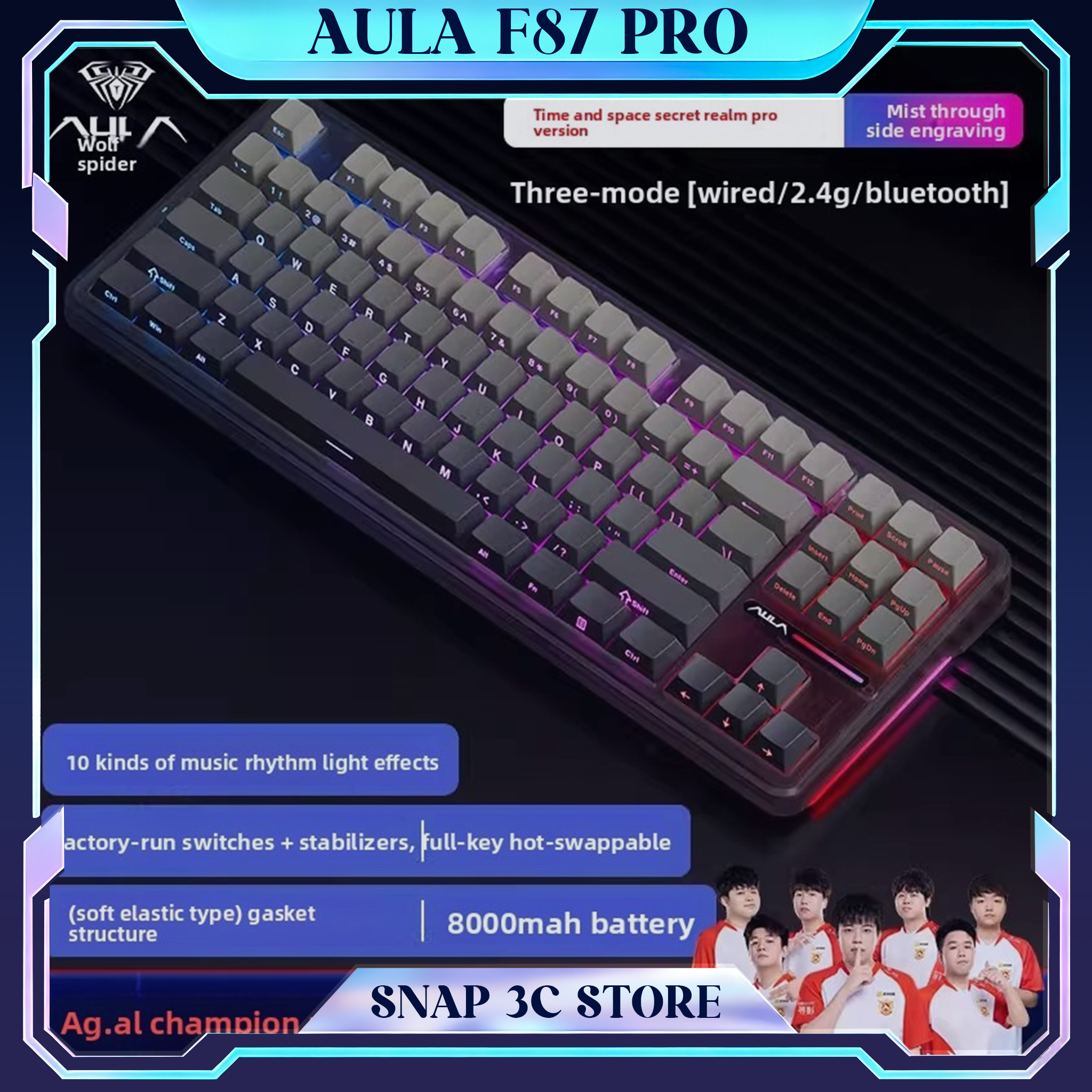 AULA F87 Pro Wireless Mechanic - مراجعة Gaming Keyboard Thocky وسعره