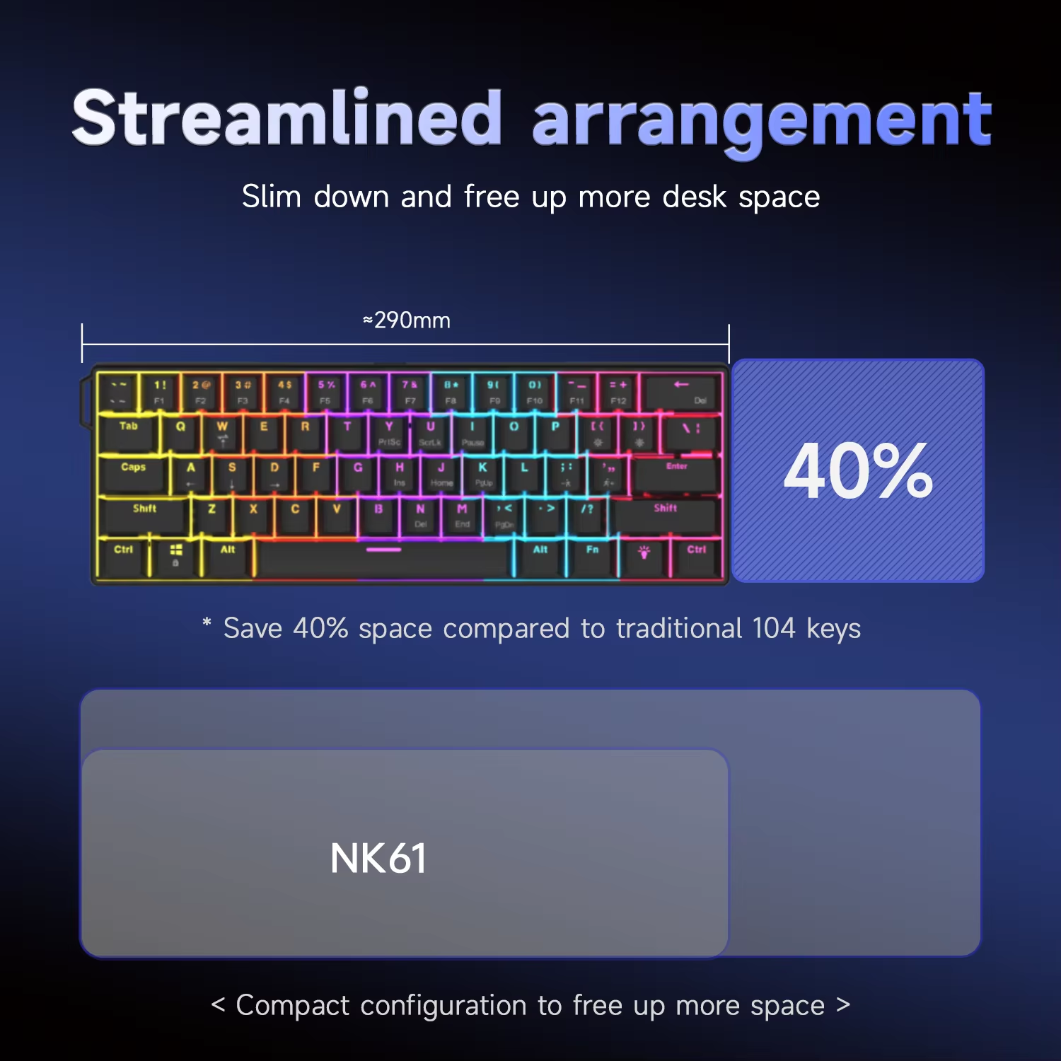 AJAZZ NK61 61-Key Red Switch W - مراجعة Gaming Keyboard Blue Switches وسعره