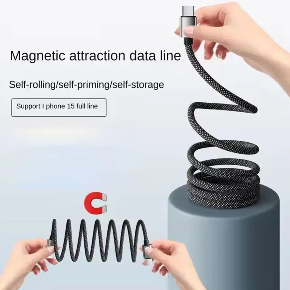 65W Self-coiling Magnetic Attr - مراجعة Coiled Usb Cable وسعره