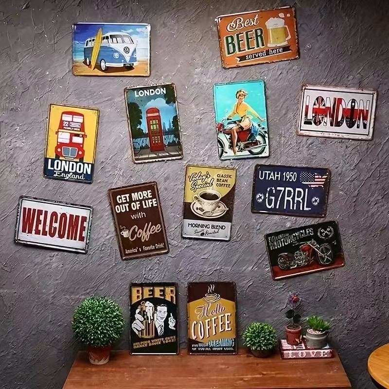 Vintage Bar Metal Signs Bathro - مراجعة Brass Weight Plate وسعره