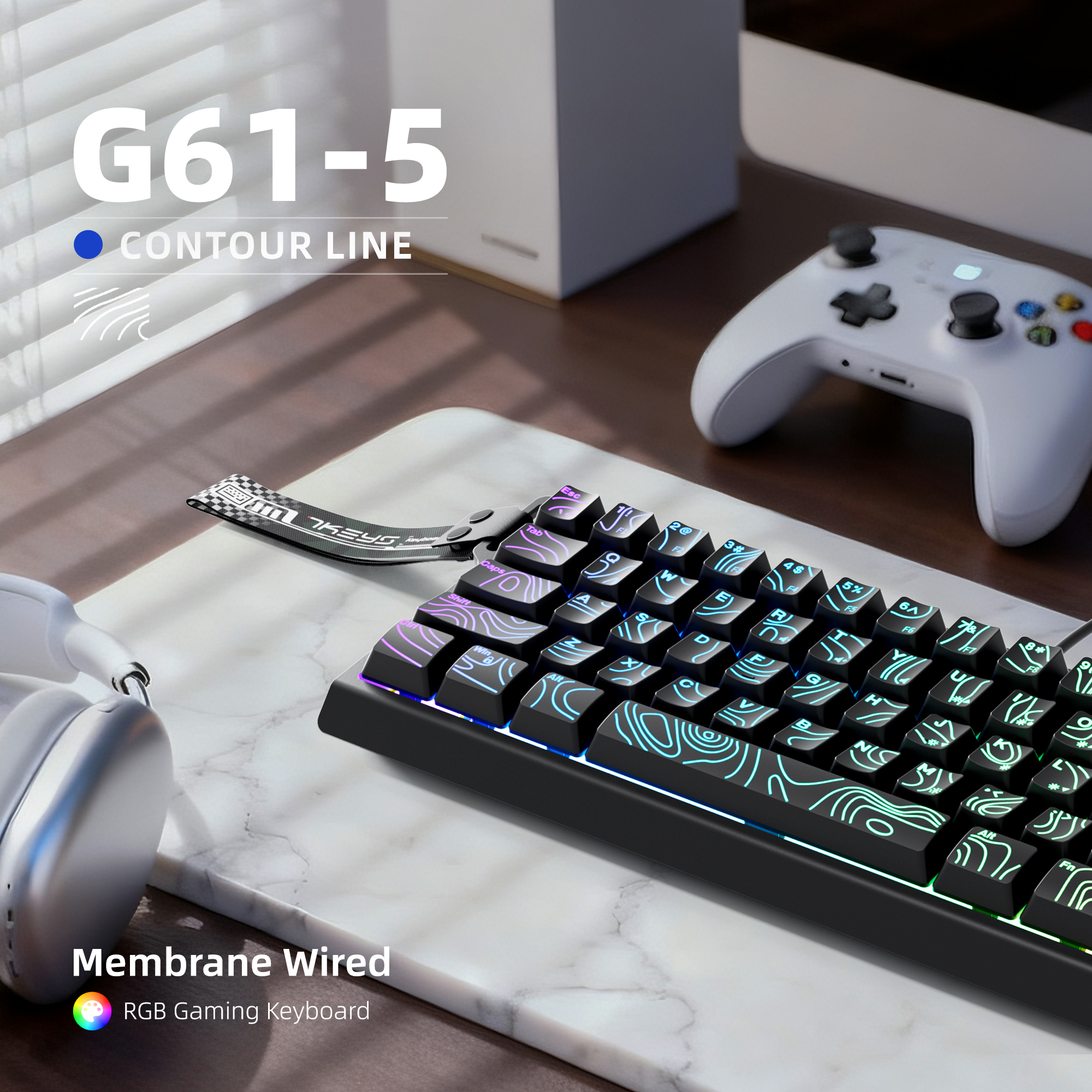 60% compact wired keyboard wit - مراجعة Gaming Keyboard Blue Switches وسعره