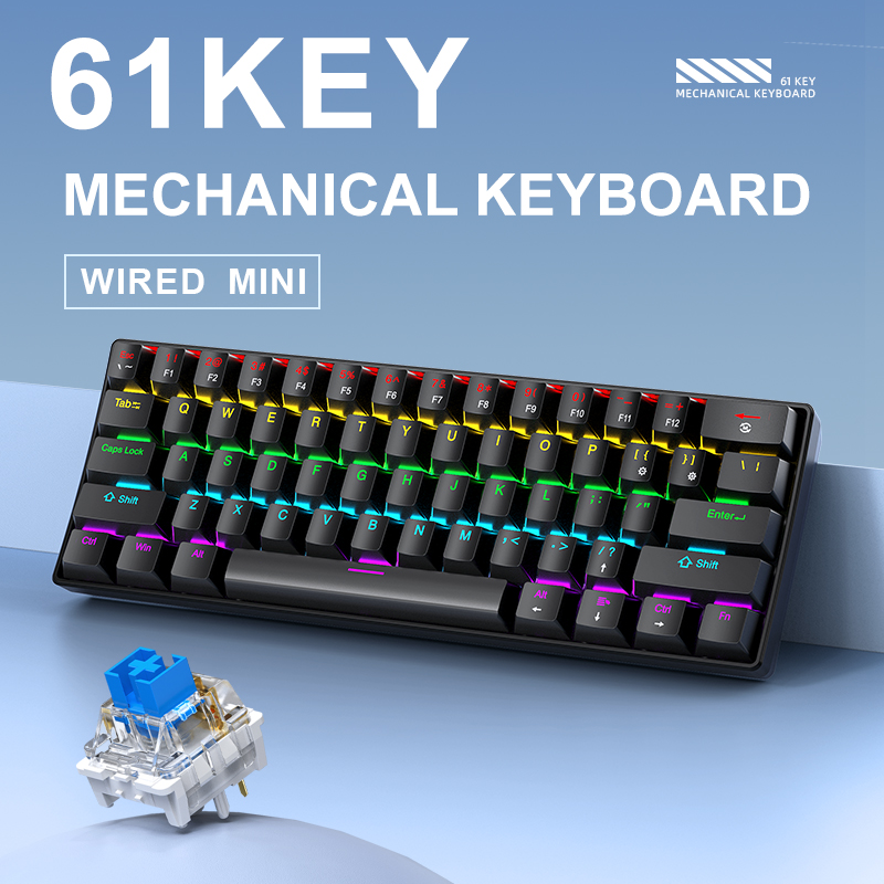 K61 Wired Mechanical Gaming Ke - مراجعة Gaming Keyboard Blue Switches وسعره