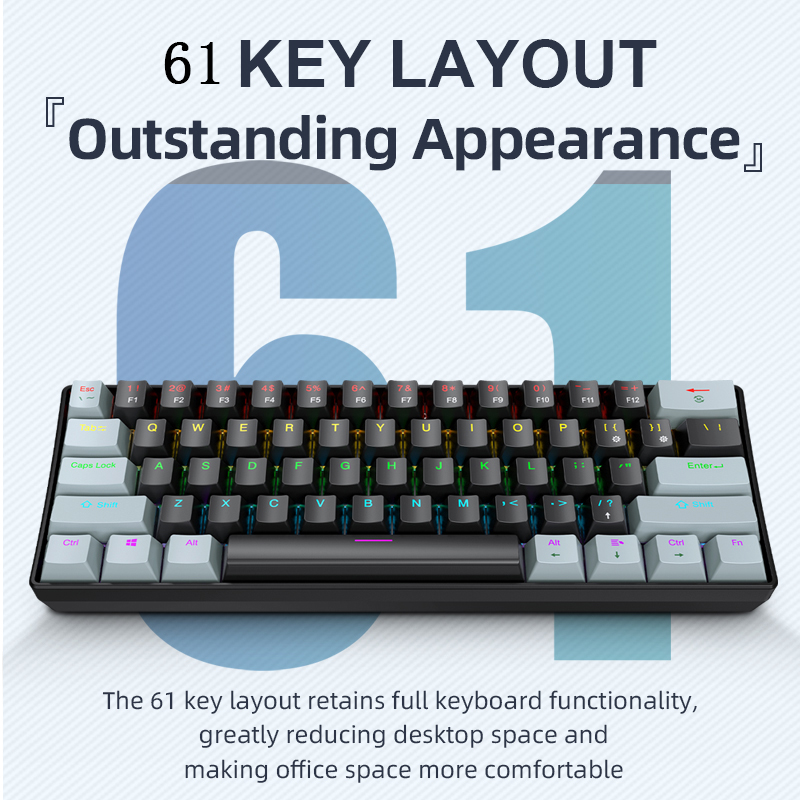 K61 Wired Mechanical Gaming Ke - مراجعة Gaming Keyboard Blue Switches وسعره