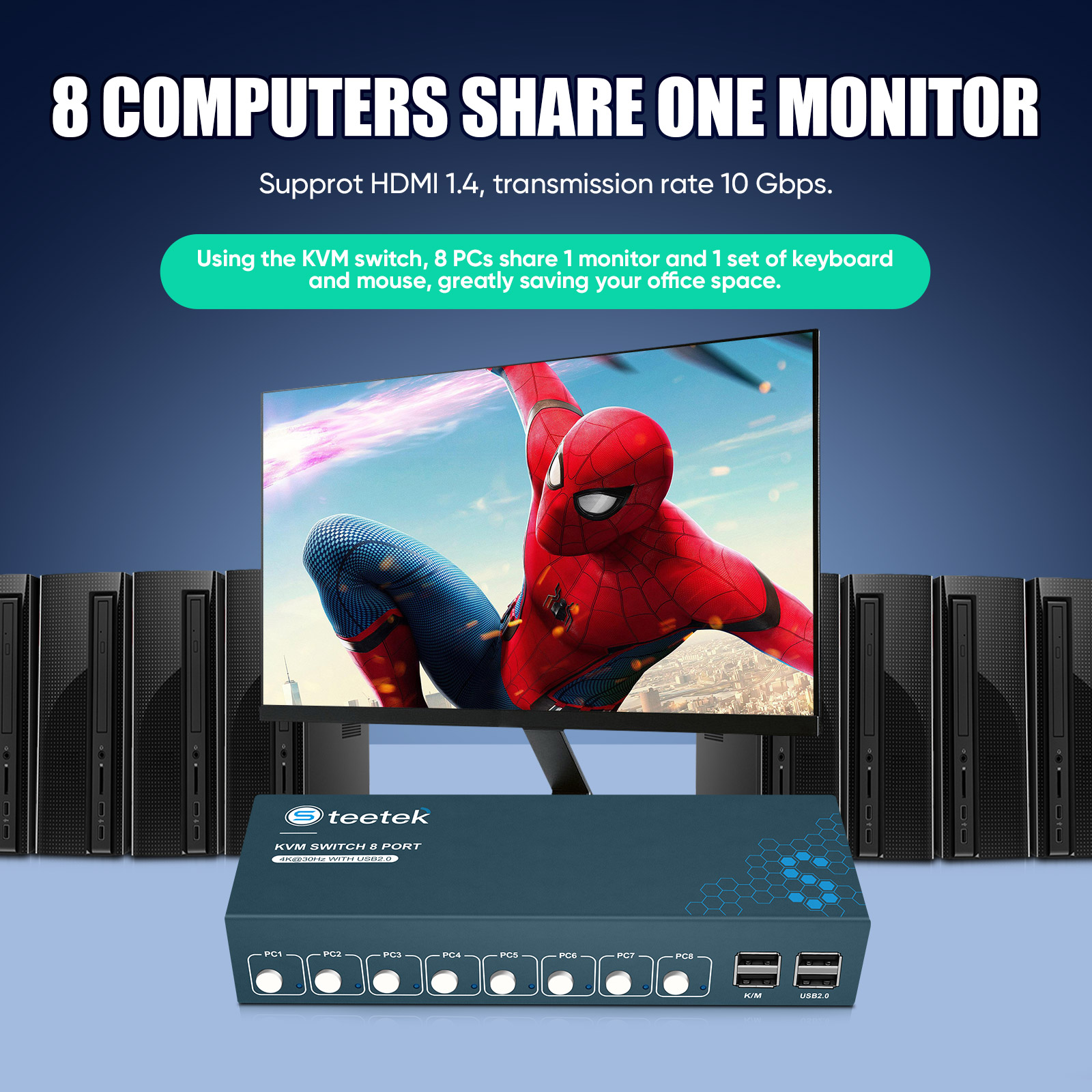 KVM Switch 8 Port HDMI KVM Swi - مراجعة Gaming Keyboard And Mouse For Xbox وسعره