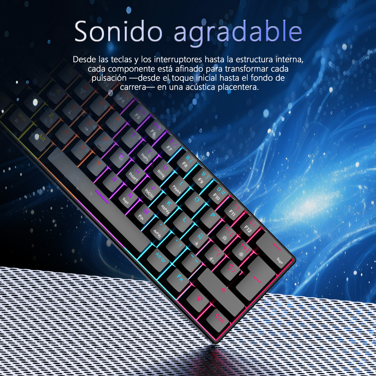 AJAZZ NK61 Spanish Layout Wire - مراجعة Gaming Keyboard Blue Switches وسعره