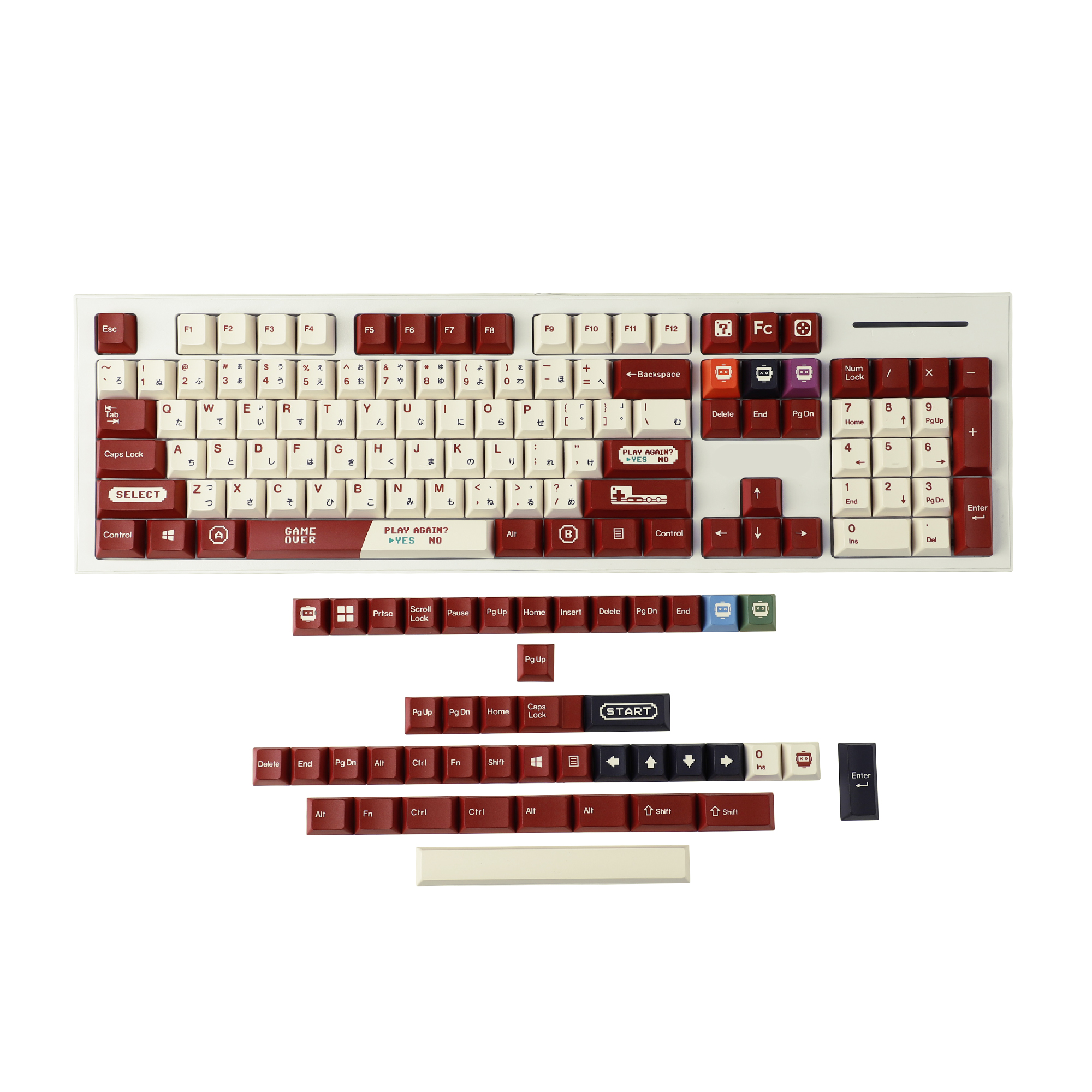 Gameboy Retro Red Beige Dye Su - مراجعة Gaming Keyboard Tkl وسعره