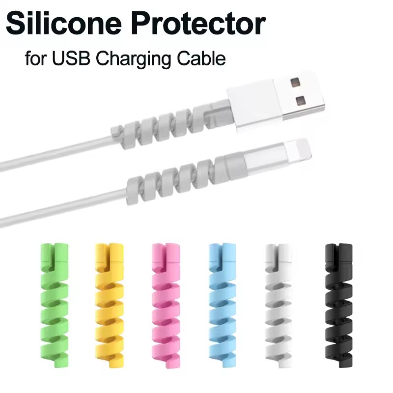 6/10/12/20pcs  Protector Silic - مراجعة Coiled Usb Cable وسعره