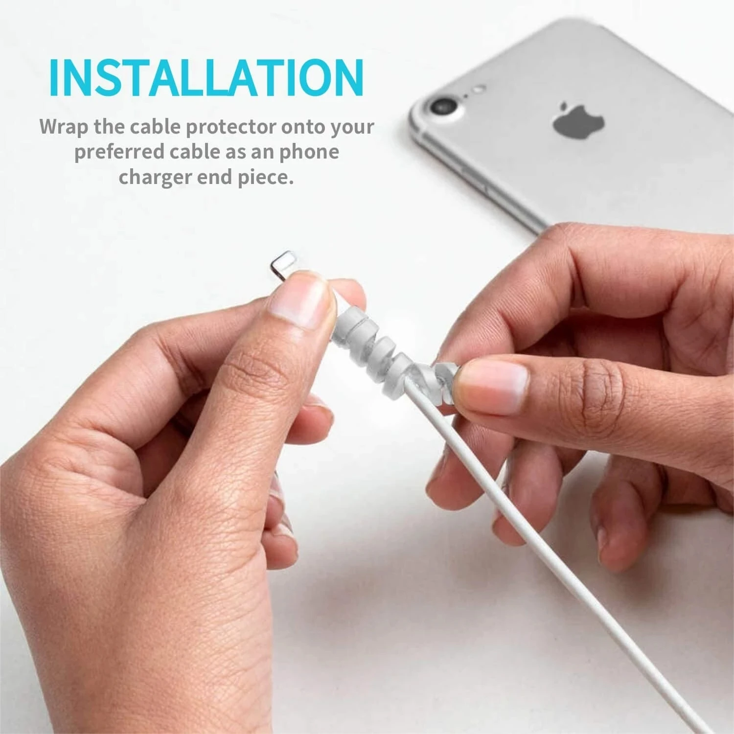6/10/12/20pcs  Protector Silic - مراجعة Coiled Usb Cable وسعره