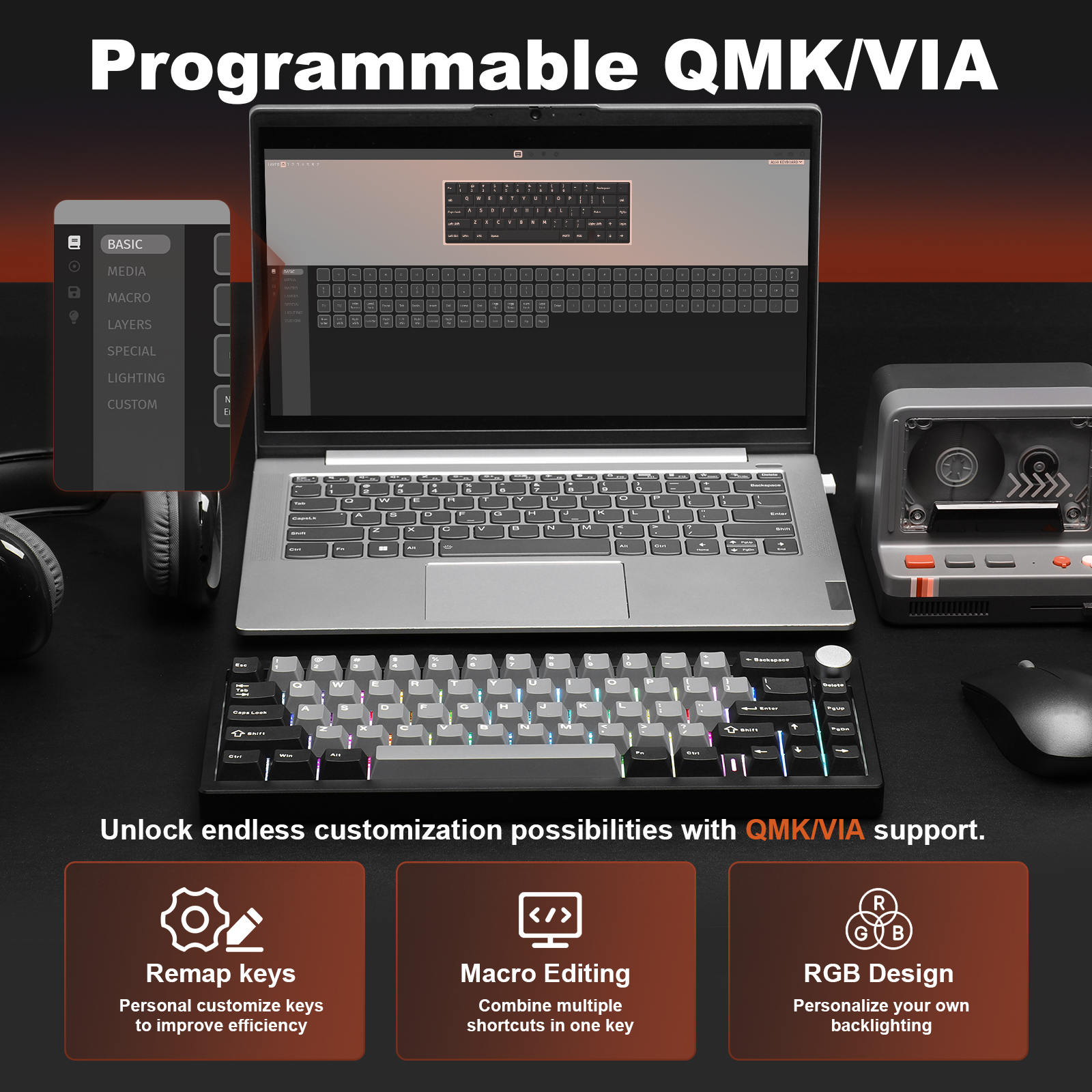 YUNZII AL68 Black QMK/VIA Mech - مراجعة Gaming Keyboard Mobile وسعره