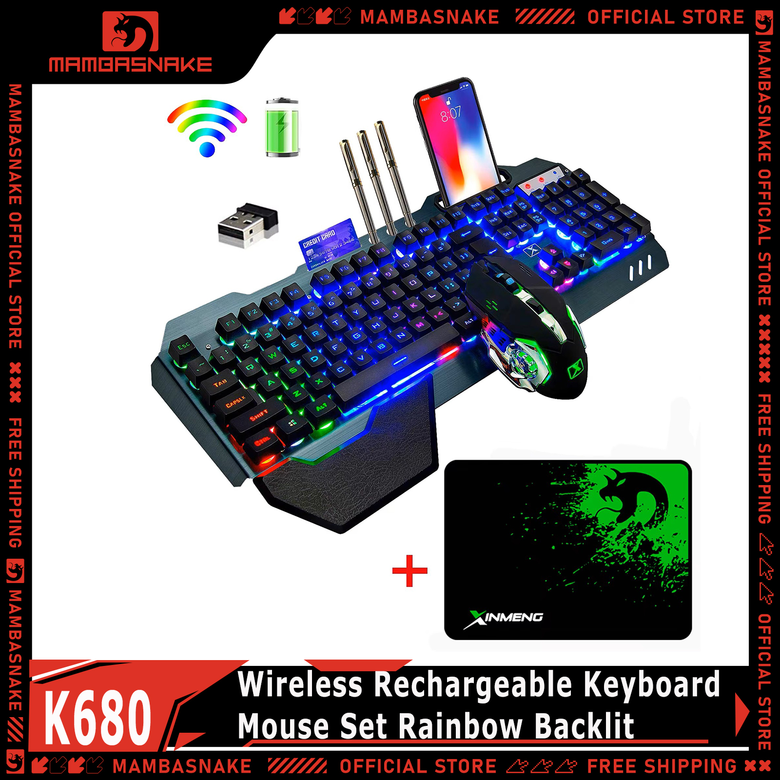 MAMBASNAKE K680 Wireless Recha - مراجعة Gaming Keyboard And Mouse For Xbox وسعره