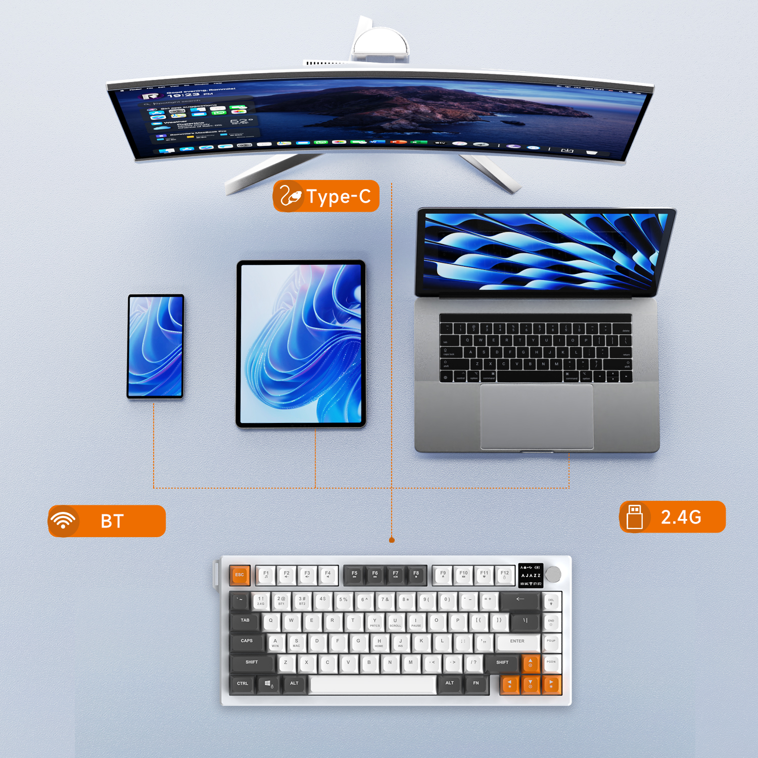 AJAZZ AF82 Low-Proflie Electro - مراجعة Gaming Keyboard Blue Switches وسعره