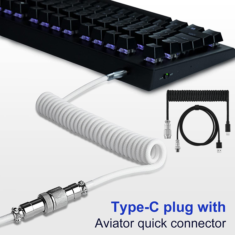 USB Type C Mechanical Keyboard - مراجعة Coiled Usb Cable وسعره