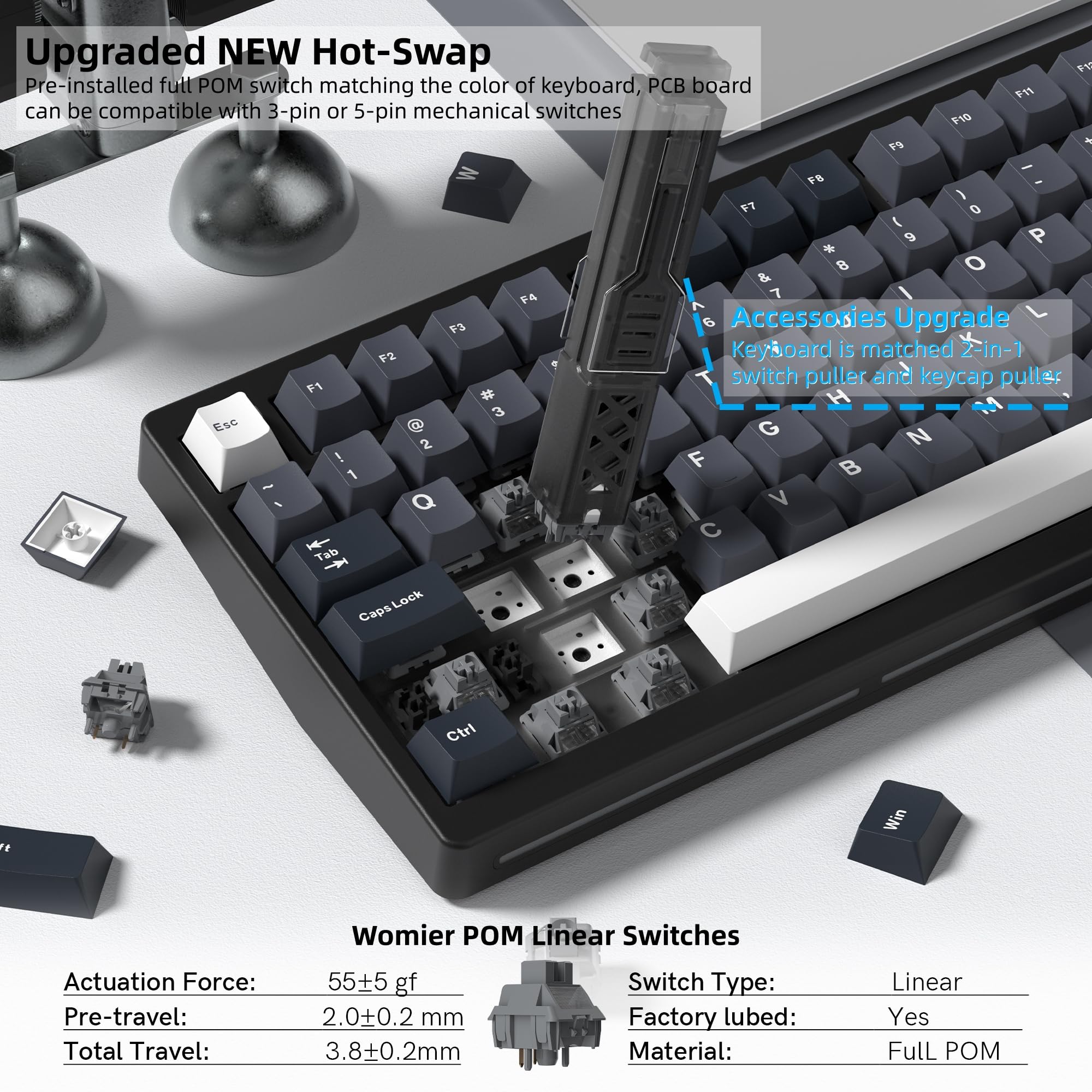 Womier MT75 Wireless Mechanica - مراجعة Gaming Keyboard Thocky وسعره