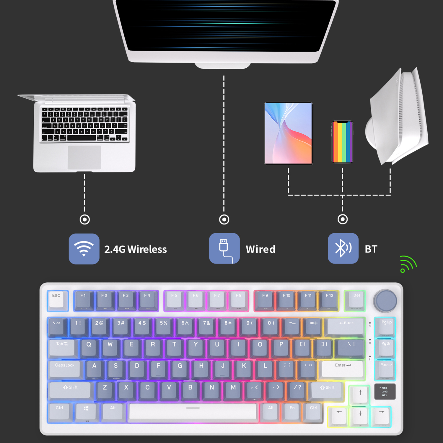 RK ROYAL KLUDGE M75 2.4G Wirel - مراجعة Gaming Keyboard Mobile وسعره