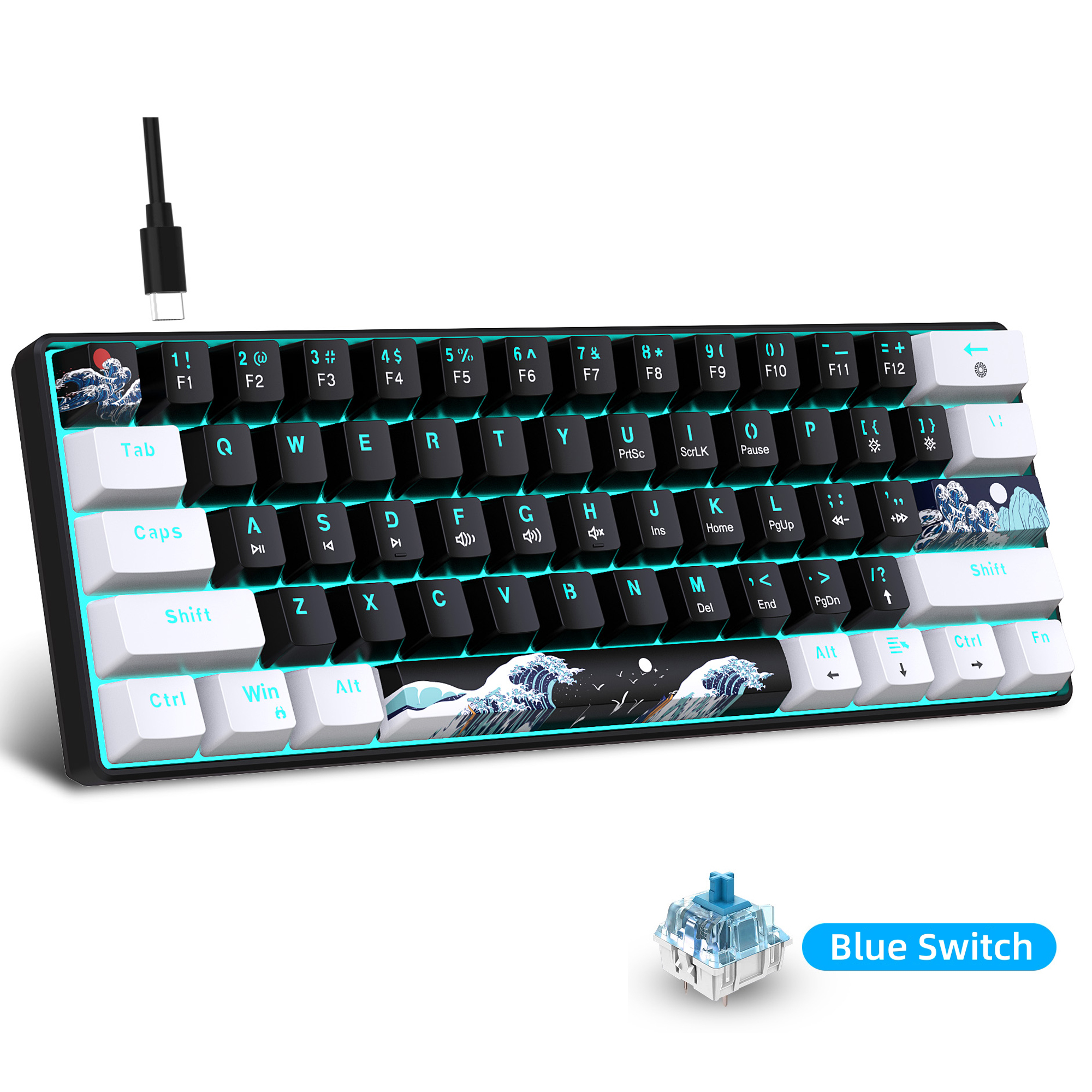 60% Mechanical Keyboard, Gamin - مراجعة Gaming Keyboard Blue Switches وسعره
