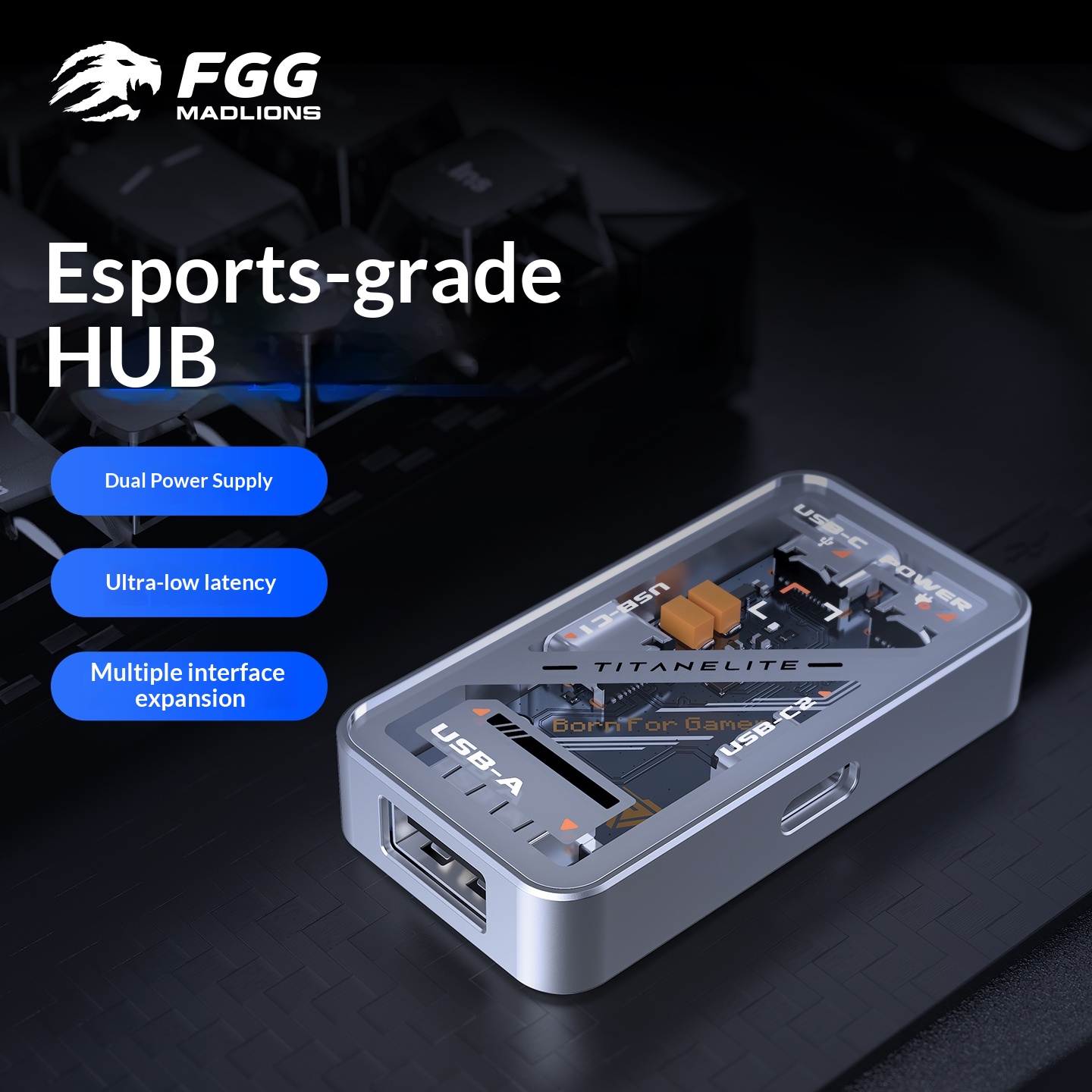 FGG MADLIONS Gaming USB Hub St - مراجعة Gaming Keyboard Splitter وسعره