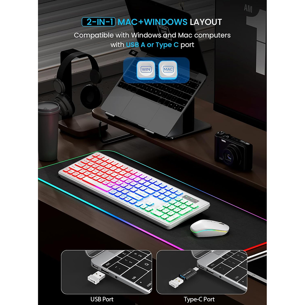Backlit Wireless Keyboard and  - مراجعة Gaming Keyboard Bluetooth وسعره
