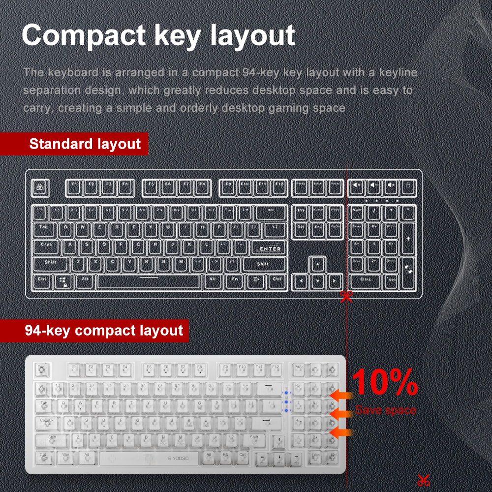 E-YOOSO Z94 USB Mechanical Gam - مراجعة Gaming Keyboard Blue Switches وسعره